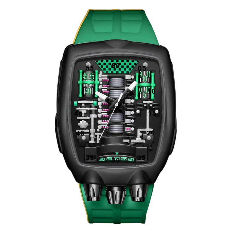 Giorgio Mareno XANQOR elegant wristwatch with black leather strap and silver dial, close-up view.