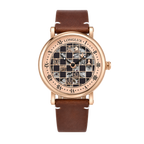 Men automatic watch chess checjerboard mechanical watches waterproof vintage business luminous skeleton leather gift for you Martino Valenti