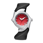 Giorgio Mareno VELRON men's leather watch with black dial and silver case, close-up of the stylish wristwatch.