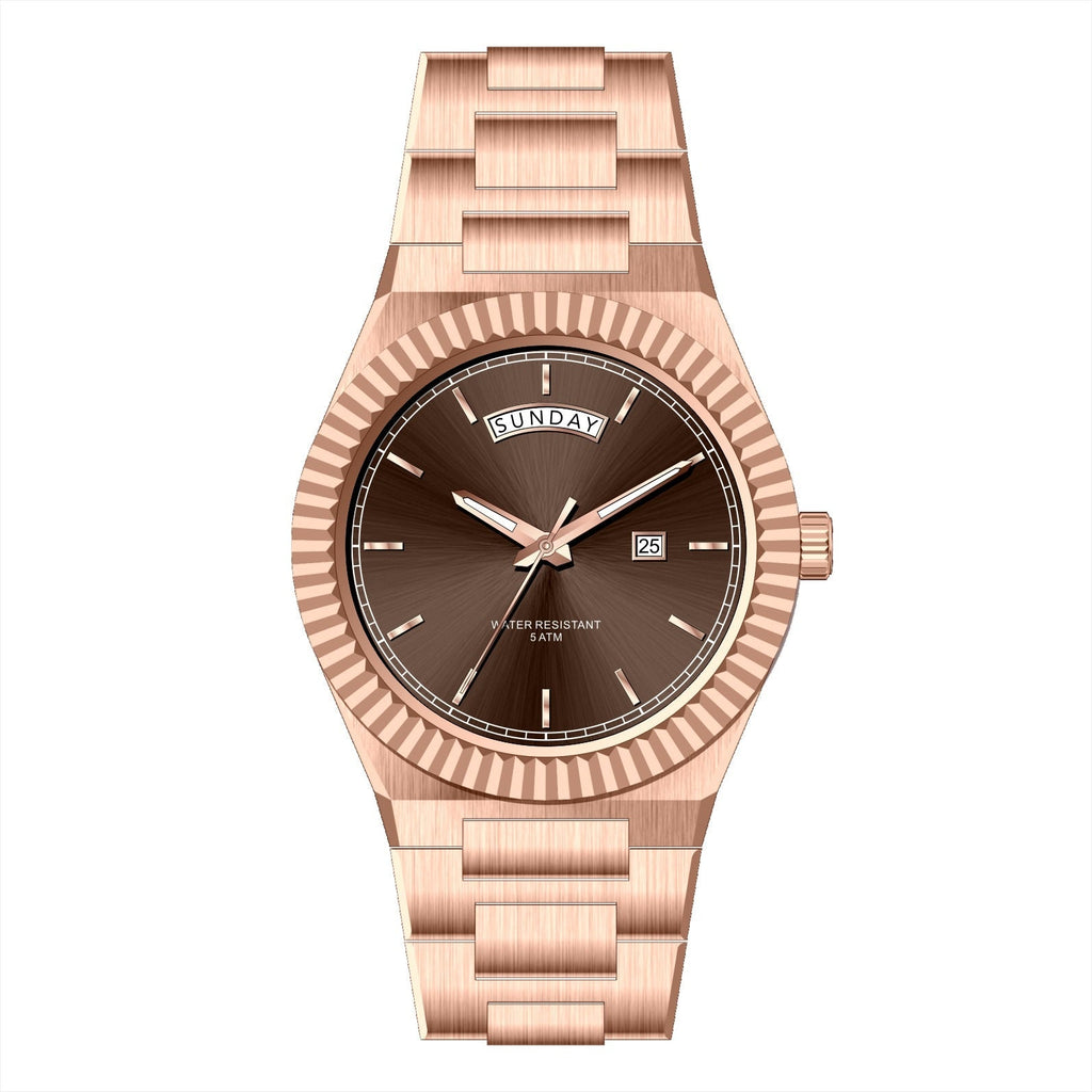 AURIXA BR – Men’s Rose Gold Chocolate Brown Dial Elegant Fashion Watch