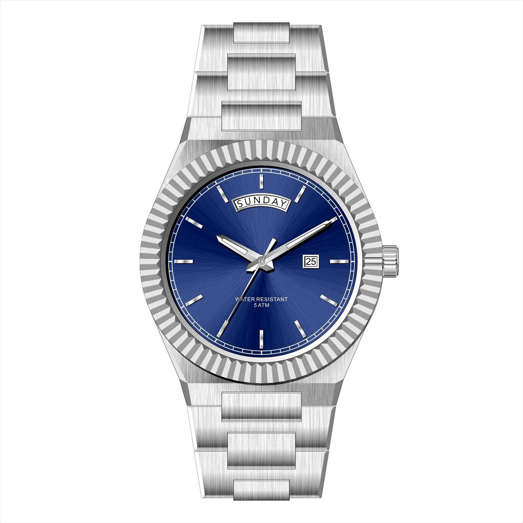 AURIXA DB – Men’s Classic Deep Blue Sunray Dial Steel Business Watch