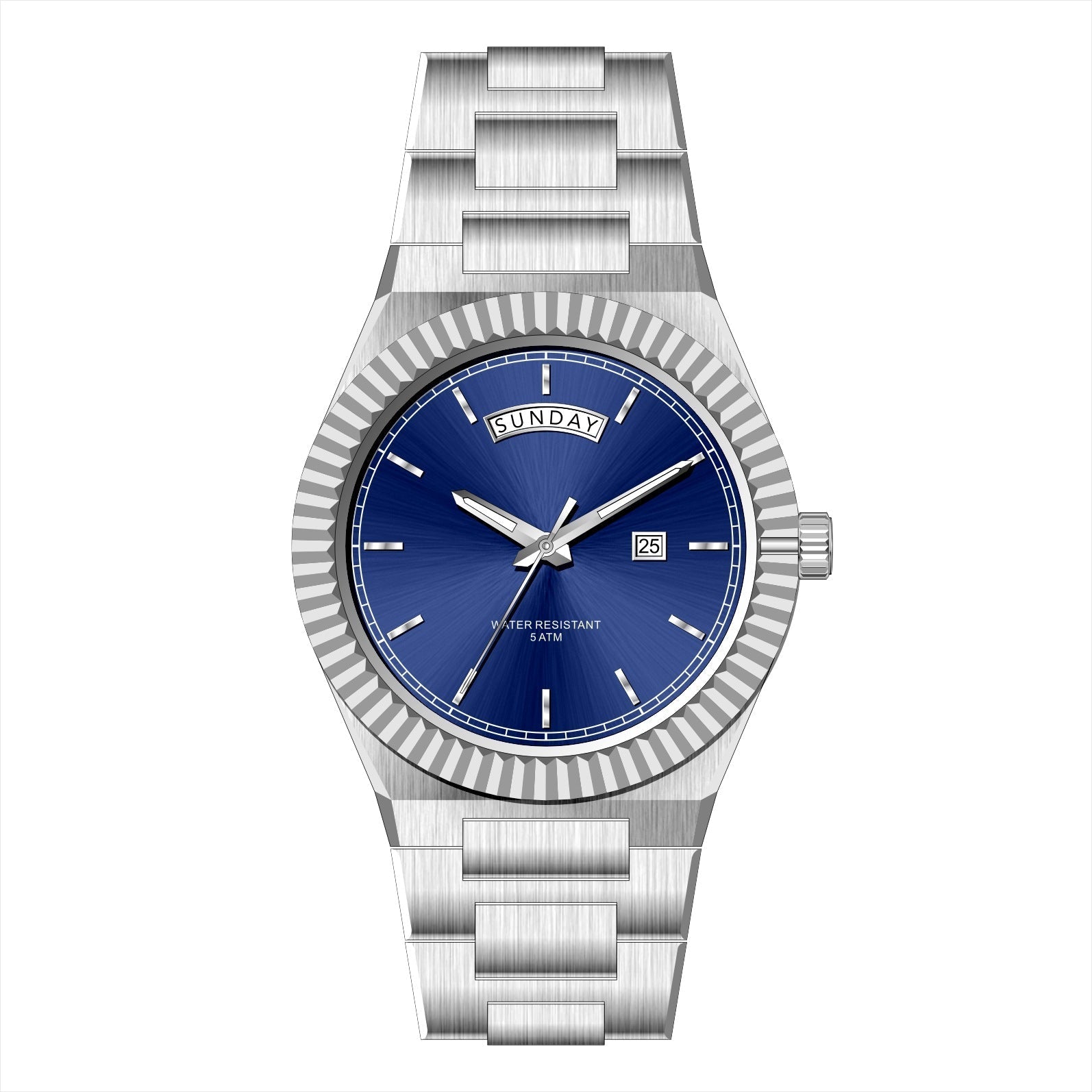 AURIXA DB – Men’s Classic Deep Blue Sunray Dial Steel Business Watch
