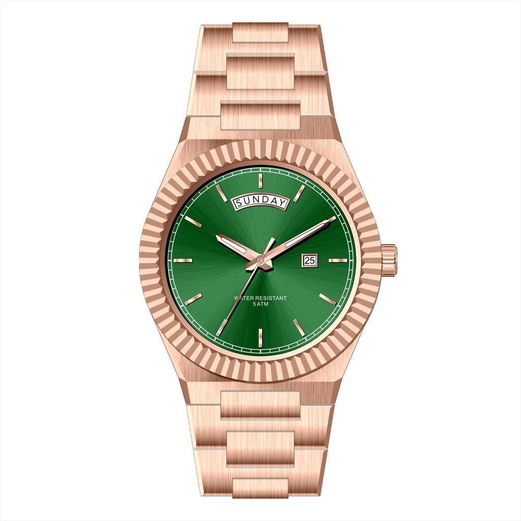 AURIXA EG – Men’s Rose Gold Emerald Green Dial Premium Dress Watch