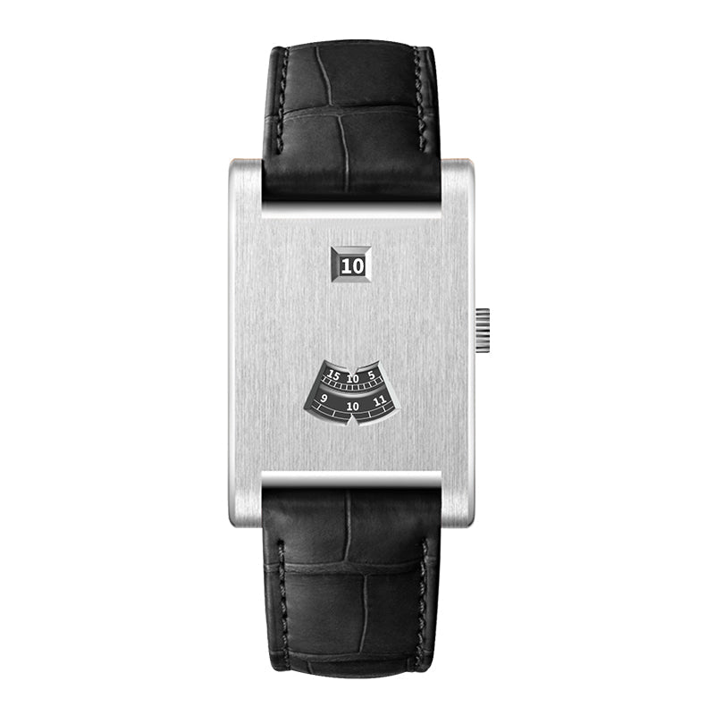 HeroForce 5035P – Jump-Hour Rectangle Watch with Embossed Leather Strap Martino Valenti