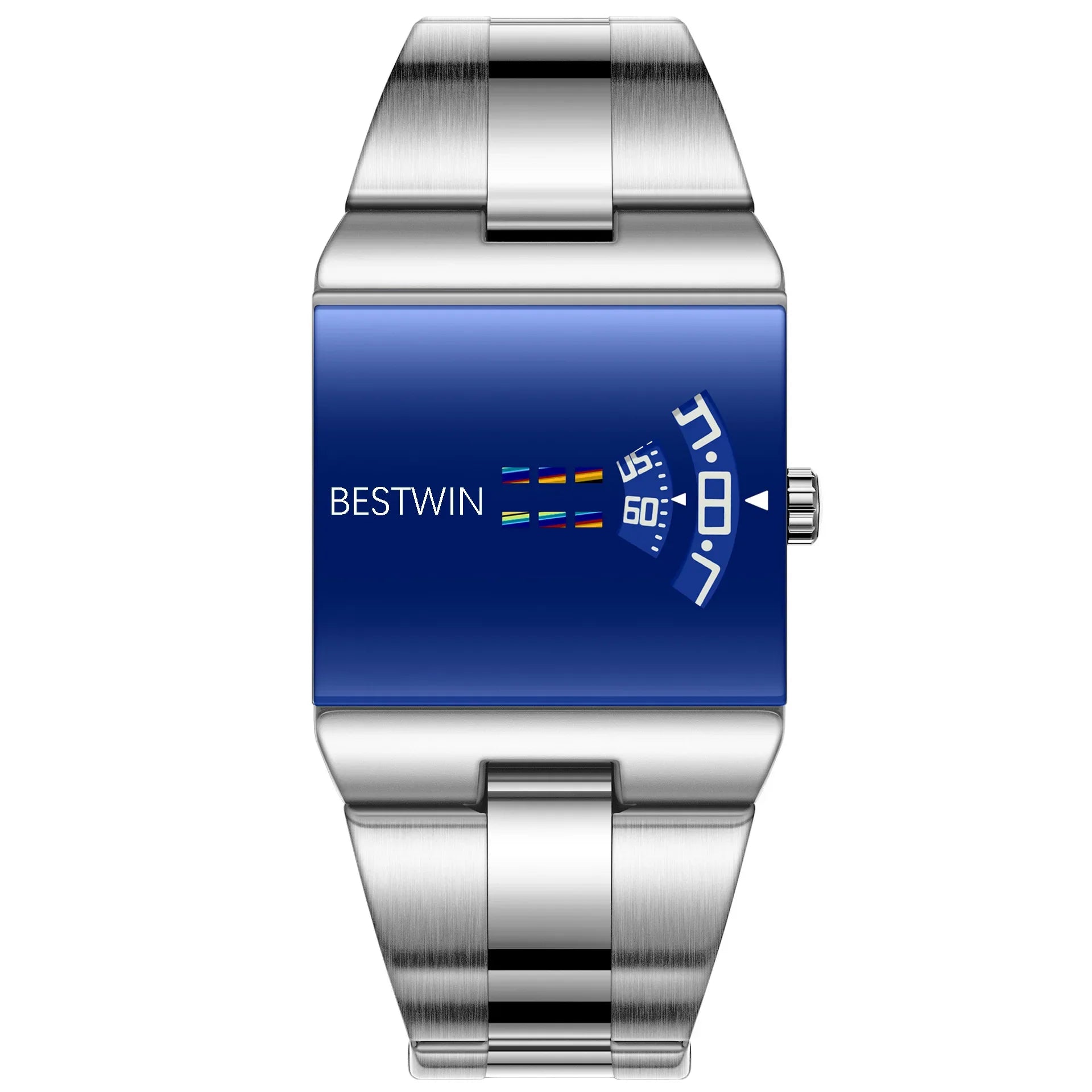 VORTRIX Cyber Mirror-Dial Watch - Blue Mirror, steel bracelet