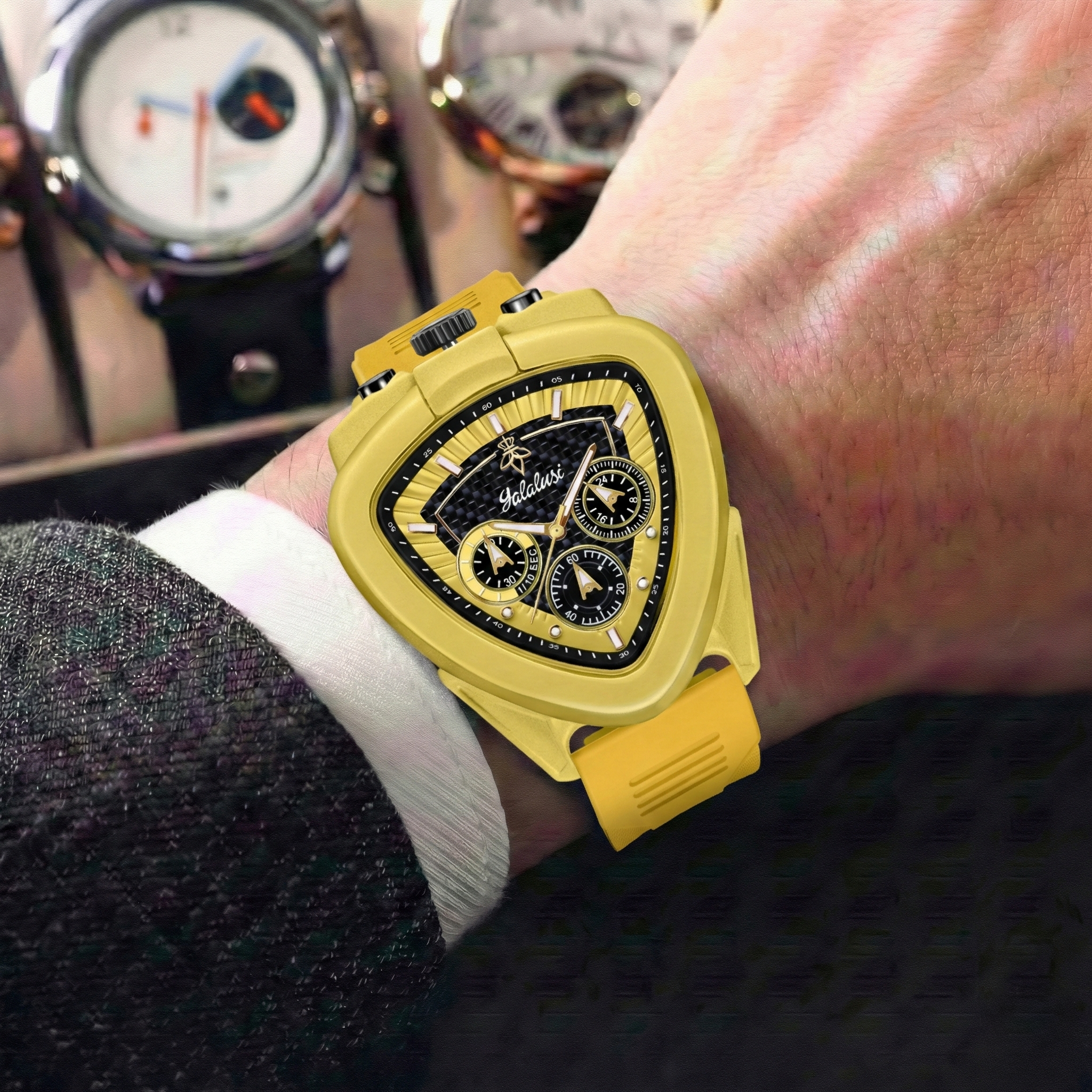 Giorgio Mareno KALYRON men's luxury sport chronograph watch with multi-function dial, stainless steel band, and sleek design.