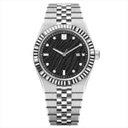 KAIROS – Men’s Luxury Silver Case Black Wave Dial Watch