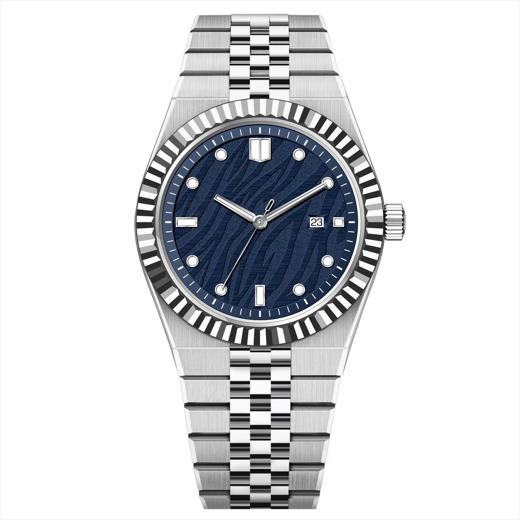 KAIROS – Men’s Luxury Silver Case Deep Blue Wave Dial Watch