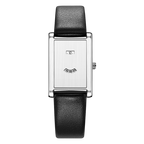 Giorgio Mareno ISANDRE women's gold rectangular watch with brown leather strap, close-up of the wristwatch on a white background.