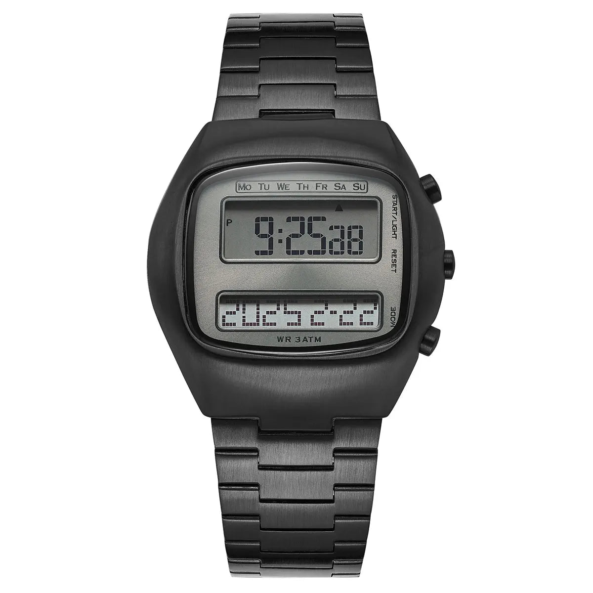 Giorgio Mareno MONTYX luxury watch with black leather strap and silver dial, detailed close-up showing elegant design.