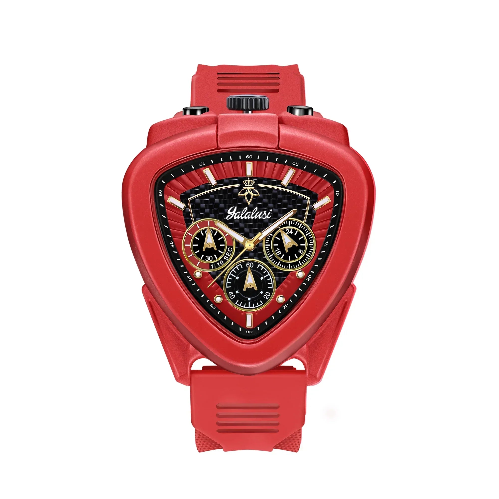 Giorgio Mareno KALYRON men's luxury sport chronograph watch with multi-function dial, black strap, and stainless steel case.
