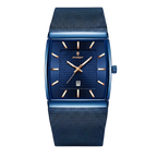 Men’s classic square watch by Sergio Cavelli with a sleek Milanese mesh strap, featuring a silver dial and minimalist design.