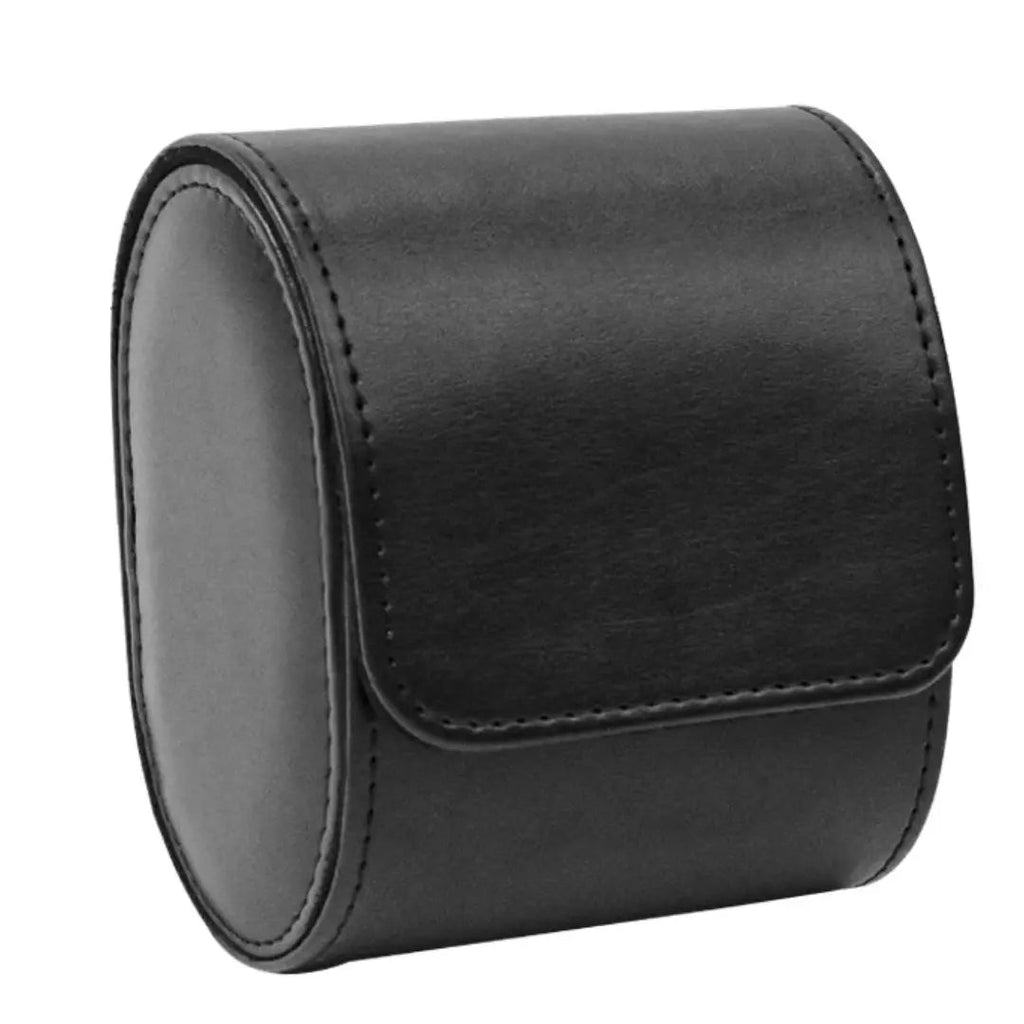 Giorgio Mareno Embers leather watch roll with multiple compartments for storing and protecting watches in black leather.