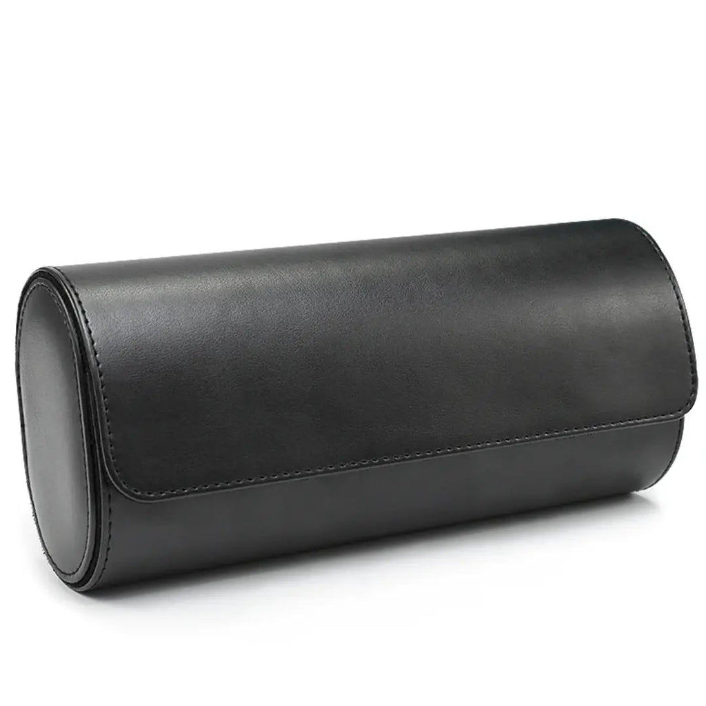 Giorgio Mareno Embers Leather Watch Roll with multiple compartments for storing and protecting wristwatches.