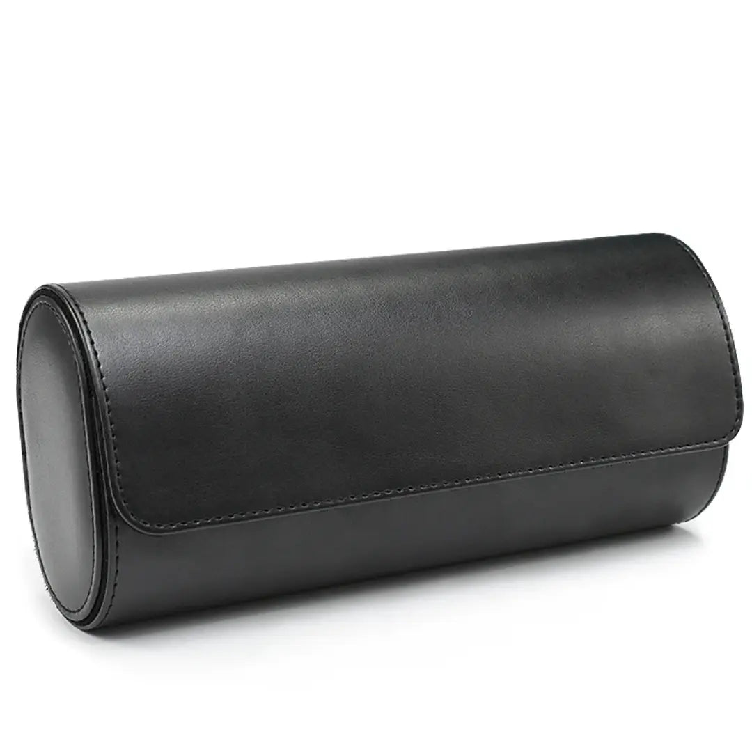 Giorgio Mareno Embers Leather Watch Roll with multiple compartments for storing and protecting wristwatches.