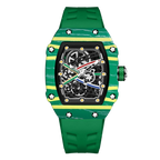 Skeleton Sport Watch by GIORGIO MARENO with black silicone strap, featuring a detailed skeleton dial and sporty design.
