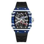 Skeleton sport watch with silicone strap from BRYVANO by GIORGIO MARENO, featuring a detailed skeleton dial and sporty design.