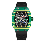 Skeleton sport watch with silicone strap by GIORGIO MARENO featuring a detailed skeleton dial and sporty design.
