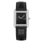 Giorgio Mareno ZELVYRO stylish men's watch with black leather strap and silver dial, close-up view of the timepiece.