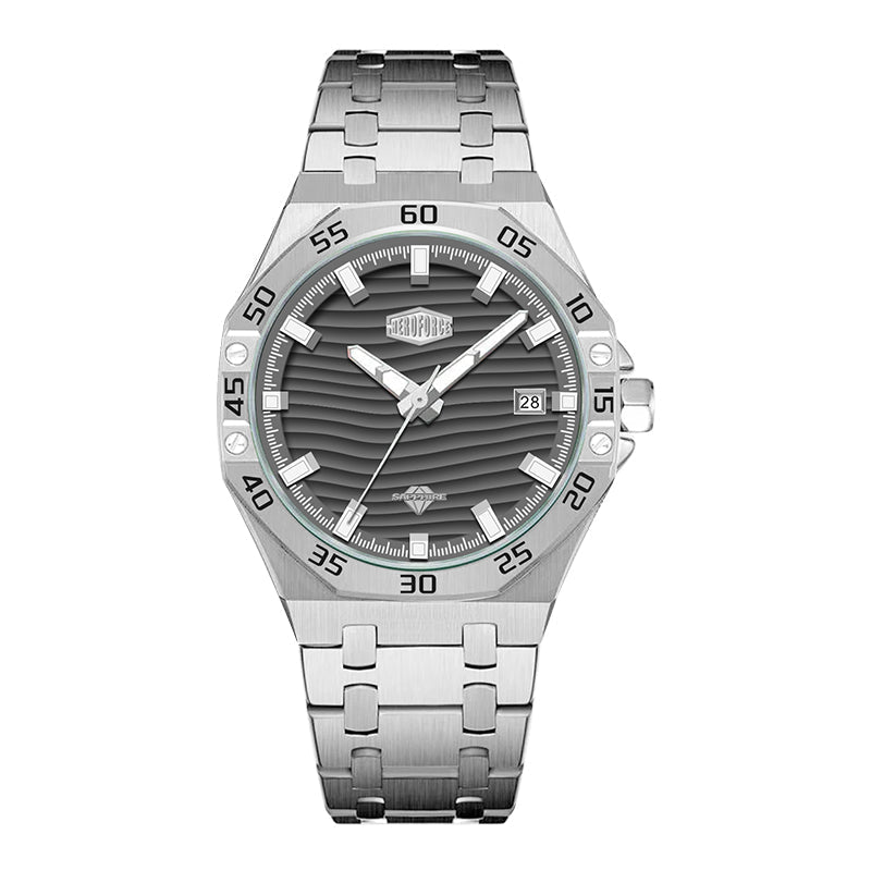 HeroForce 5043 – Men’s Octagonal Bezel Watch with Wave Textured Dial Martino Valenti