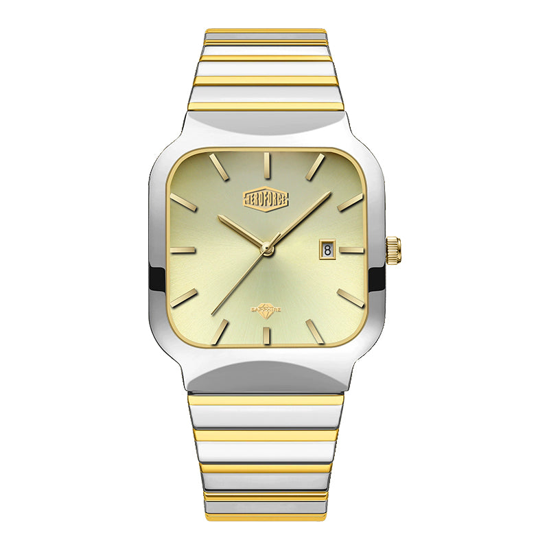 HeroForce 5055GL - Luxury Square Analog Watch with Sapphire Glass & Date Display Martino Valenti