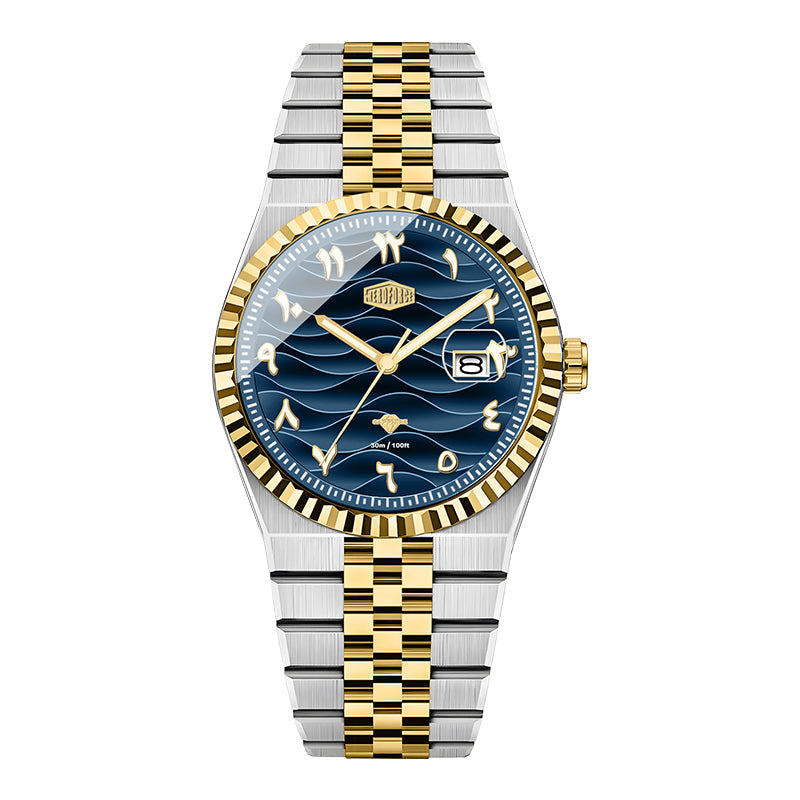 HeroForce 5036B - Ocean Wave – Arabic Dial Watch with Fluted Bezel Martino Valenti