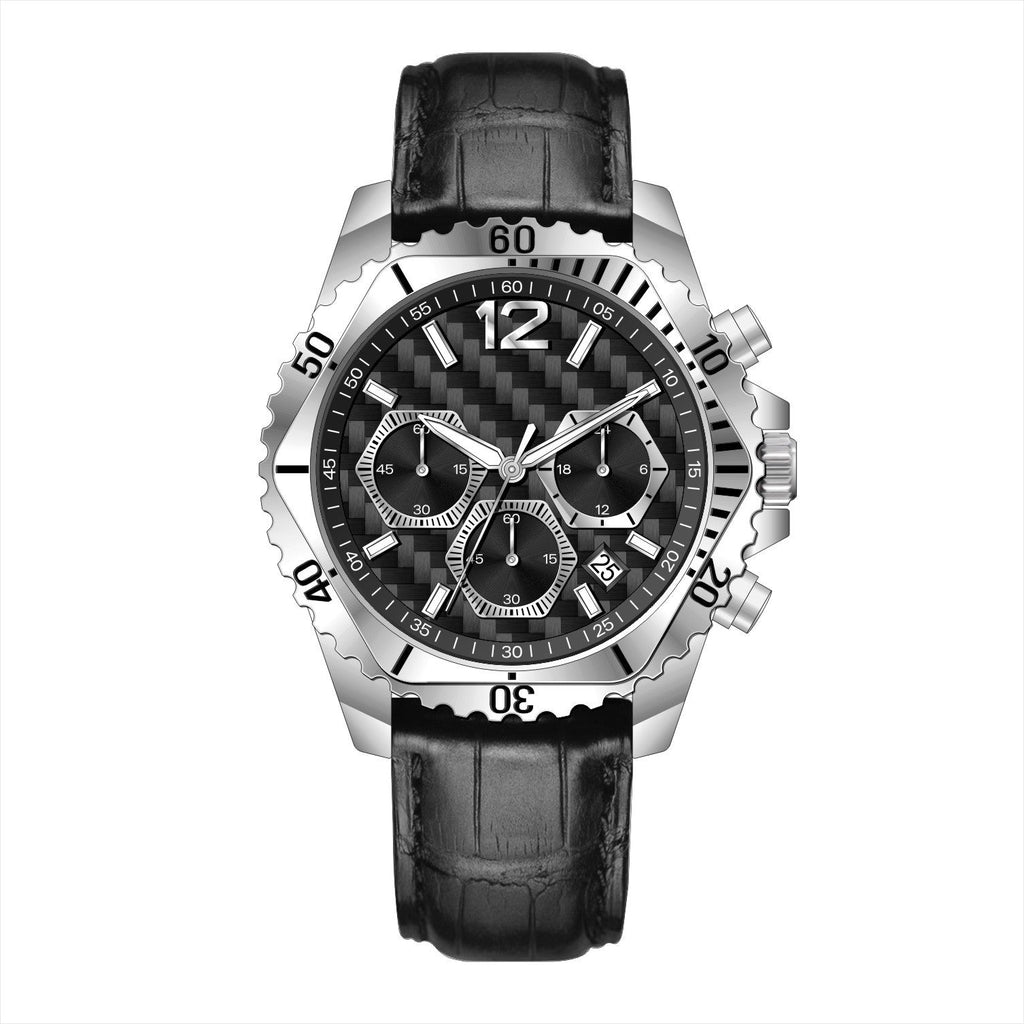 VEXRON-XP SL – Men’s Silver Steel Carbon Chronograph Premium Leather Watch