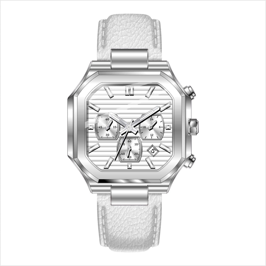 VORIXA AW – Men’s Classic Arctic White Horizontal Dial Steel Business Watch