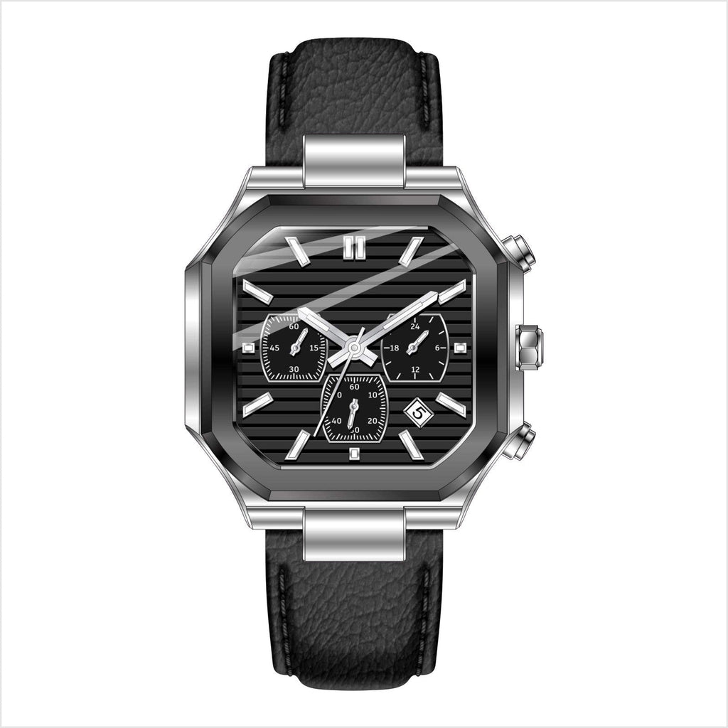 VORIXA OB – Men’s Classic Obsidian Black Horizontal Dial Steel Business Watch