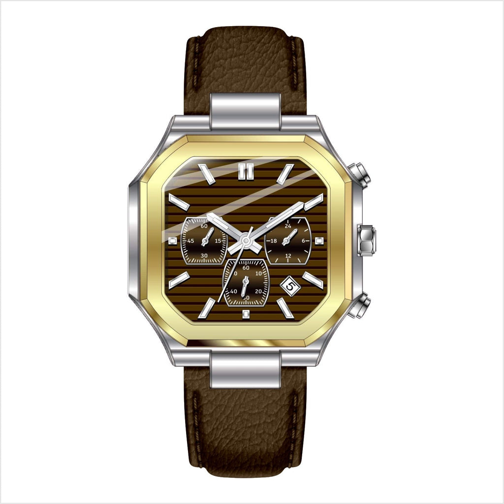 VORIXA TG – Men’s Classic Terra Gold & Brown Horizontal Dial Business Watch