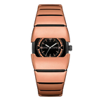 Maurice Belmont TURVEX men's rectangular designer watch with metal bracelet, featuring a sleek black dial and stainless steel band.