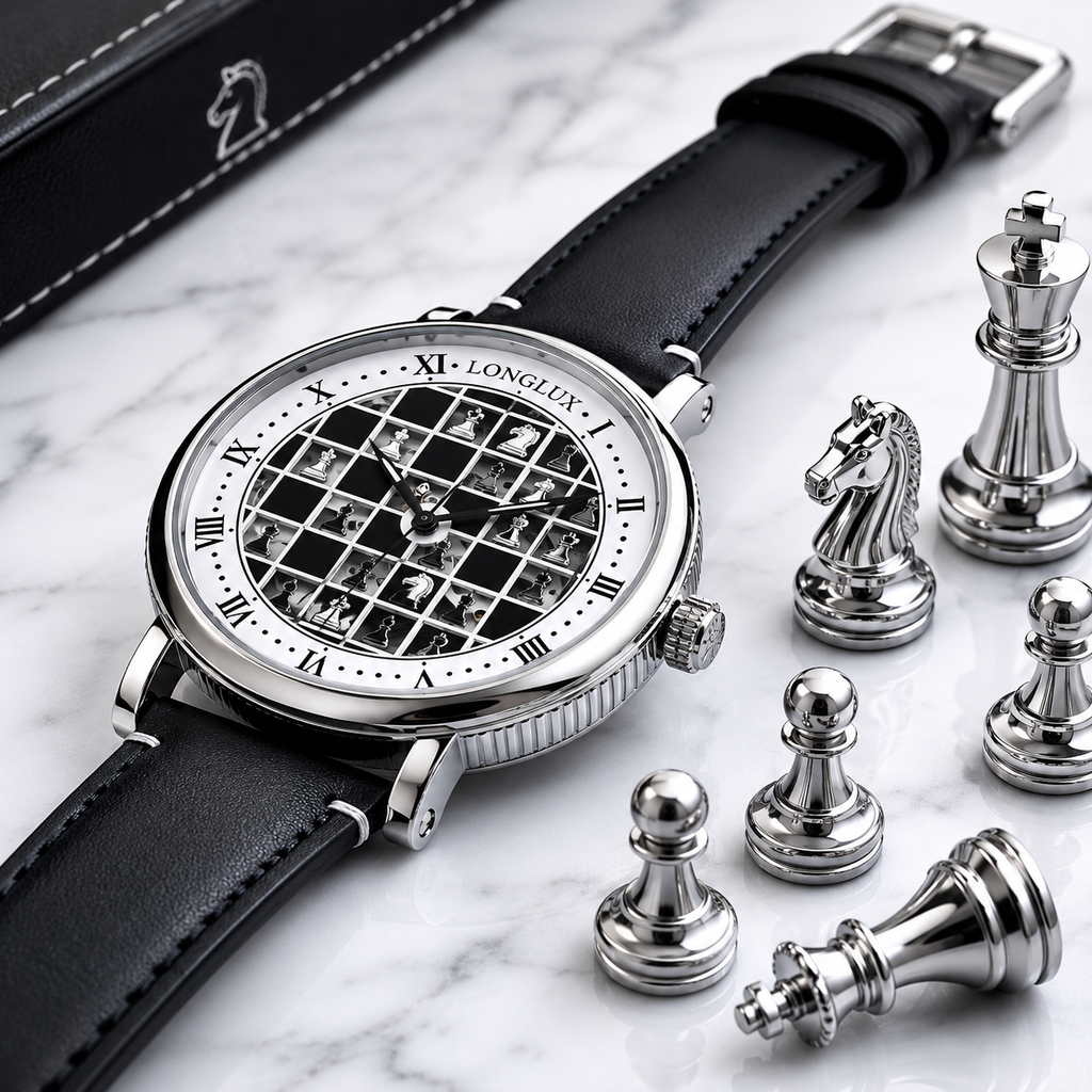 Men automatic watch chess checjerboard mechanical watches waterproof vintage business luminous skeleton leather gift for you Martino Valenti