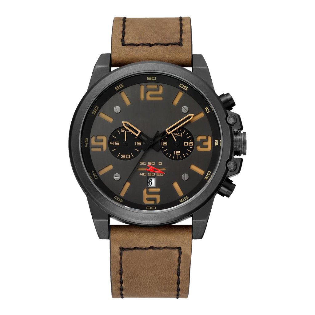 KORVANE Camel - black case, tan numerals, suede strap