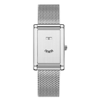 Giorgio Mareno ISANDRE women’s gold rectangular watch with brown leather strap, showing the watch face and strap details.