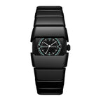 Maurice Belmont TURVEX men's rectangular designer watch with metal bracelet, featuring a sleek black dial and stainless steel band.