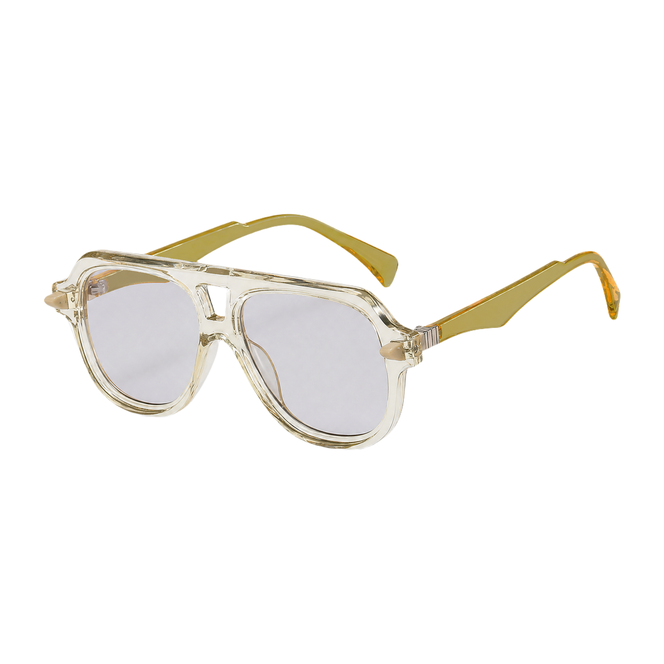 MV Grayson — Double-Bridge Pilot Sunglasses Yellow Light Grey